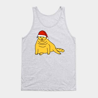 Christmas Chonk Cat in Santa Hat Tank Top